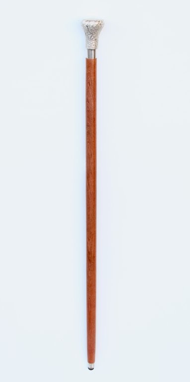 Brown Wooden Walking Stick Silver Knob